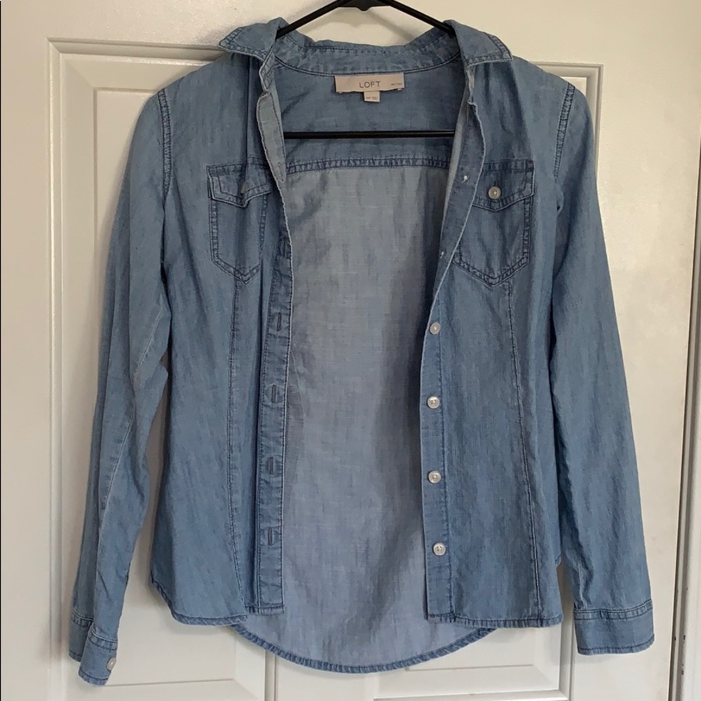 LOFT denim button down top